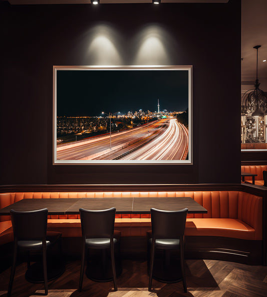 Auckland Skyline at Night | Where Lights Carve the Night's Path Fine Art Photography Print