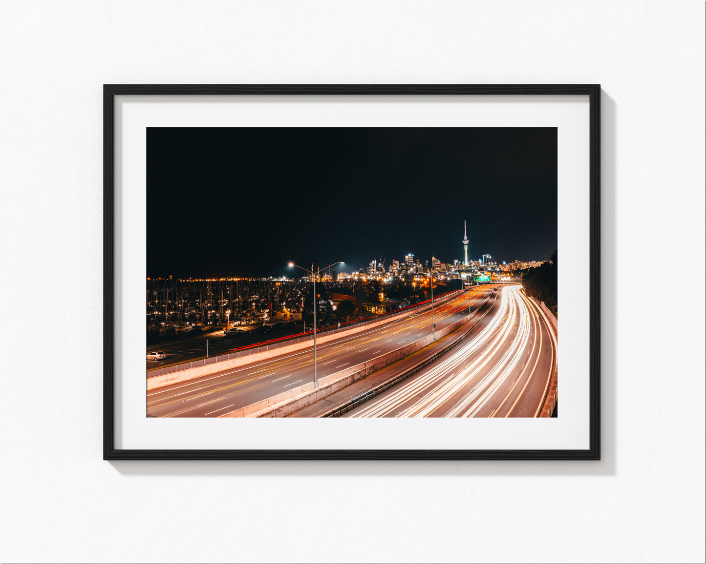 Auckland Skyline at Night | Where Lights Carve the Night's Path Fine Art Photography Print